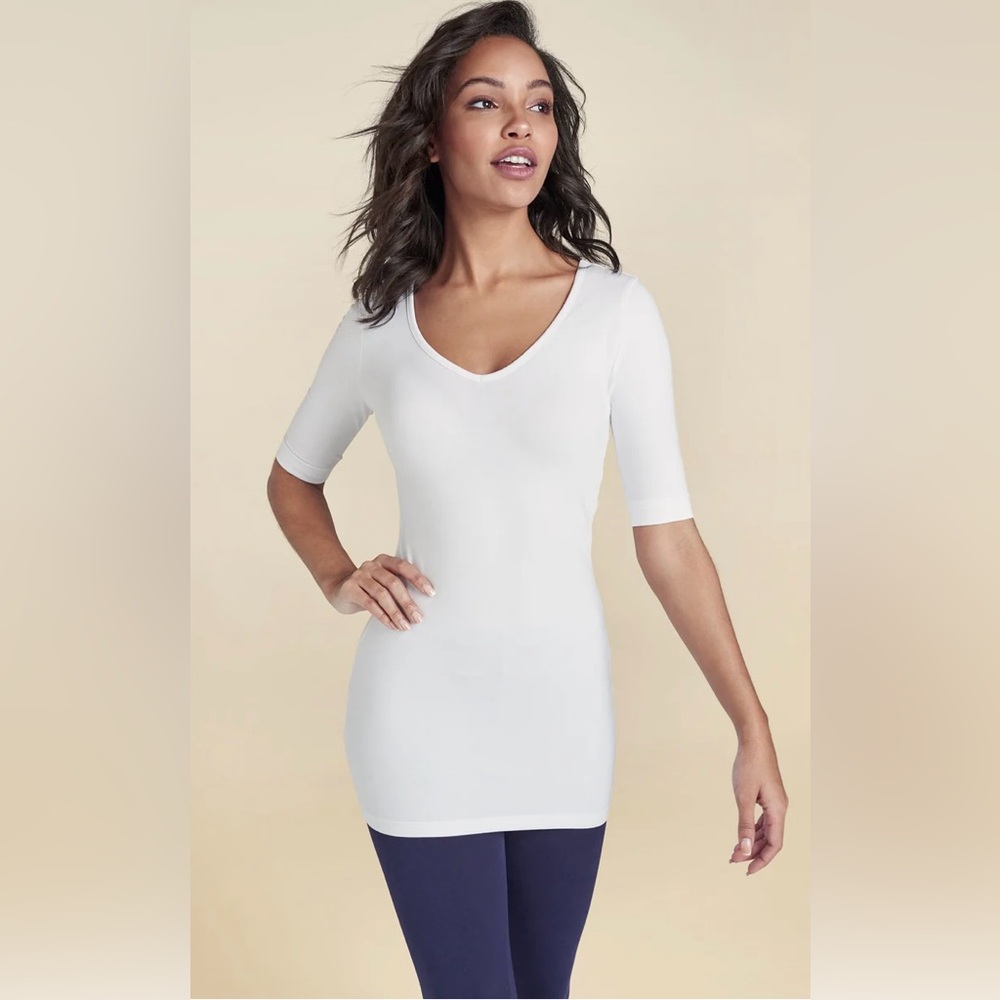 NEW White T-Shirt Dress NWOT Venus Ultra Mini Dress Tunic Long Tee Cotton Small - Picture 13 of 14